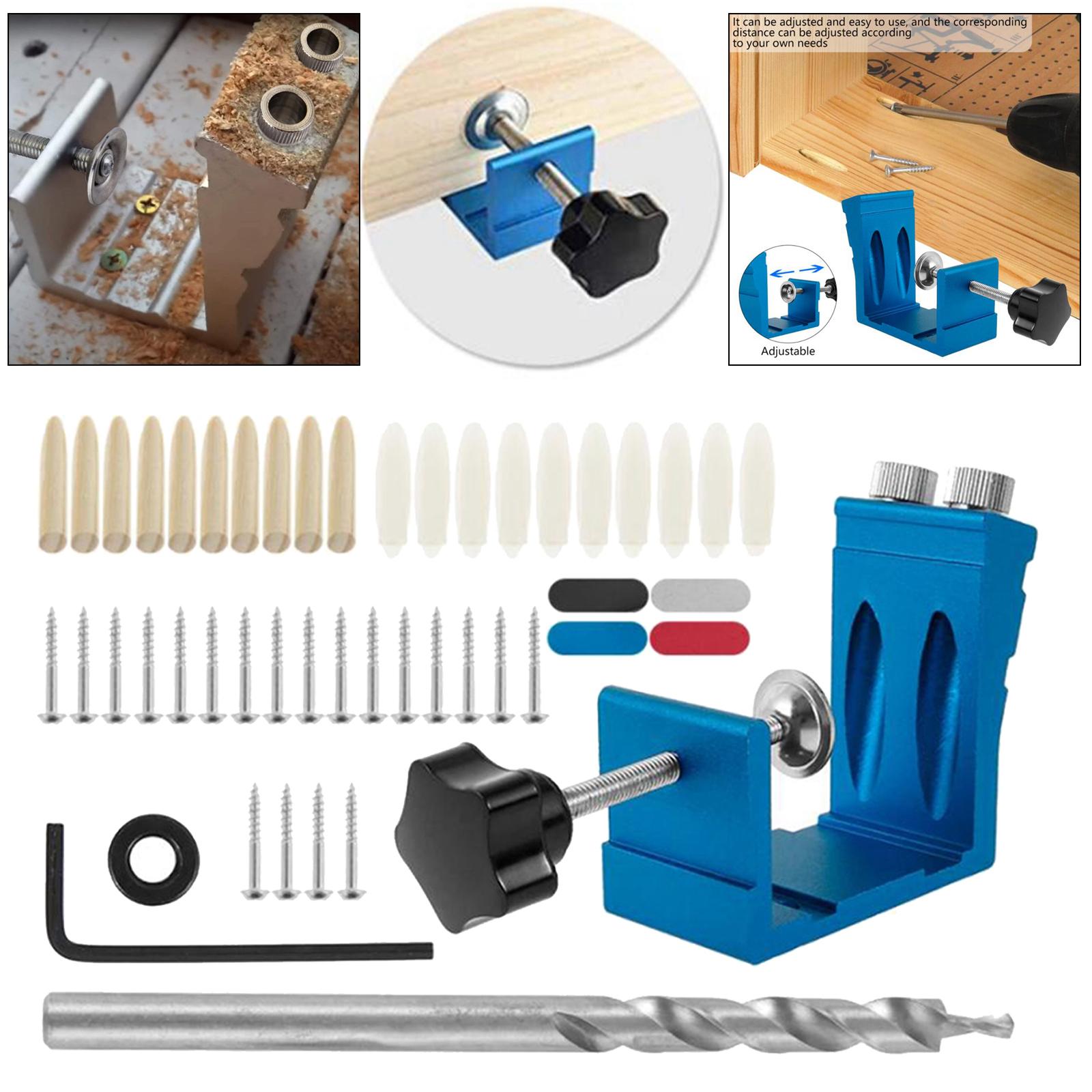 Carpenters 15 Degree Pocket Hole Jig Kit Dowel Oblique Drill Wood Tool Woodworking Locator