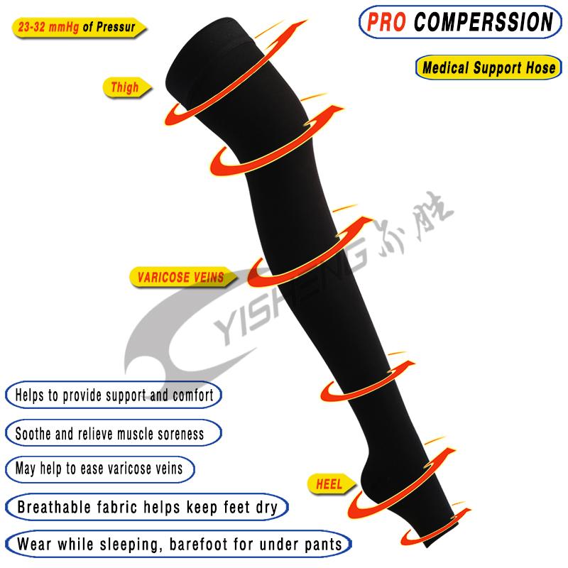 Findcool Nén Quần 20-30mmHg Y Tế Vớ Áp Nylon Quần Nén Cổ Stovepipe Vớ