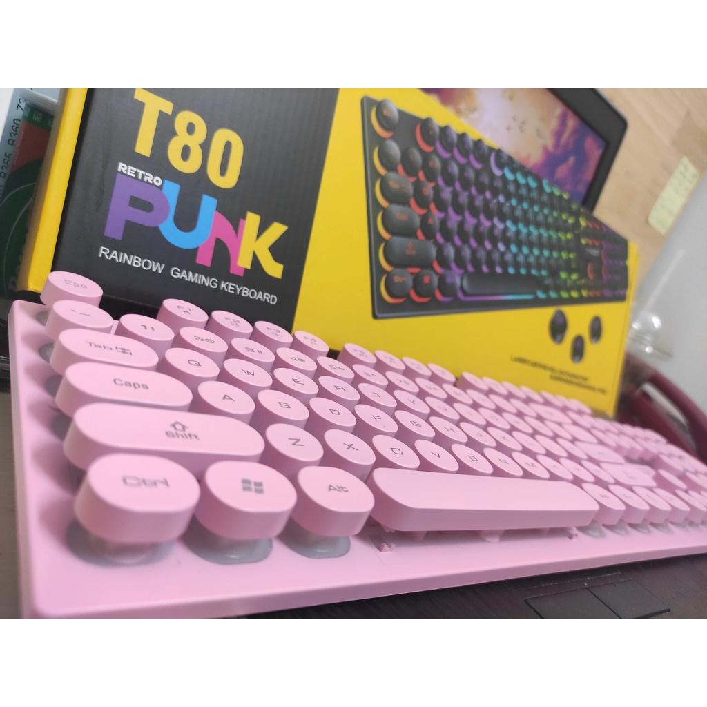 KEYBOARD T-Wolf T80 Giả Cơ Bàn Phím tròn Usb Led ( 3 màu đen- trắng - hồng )