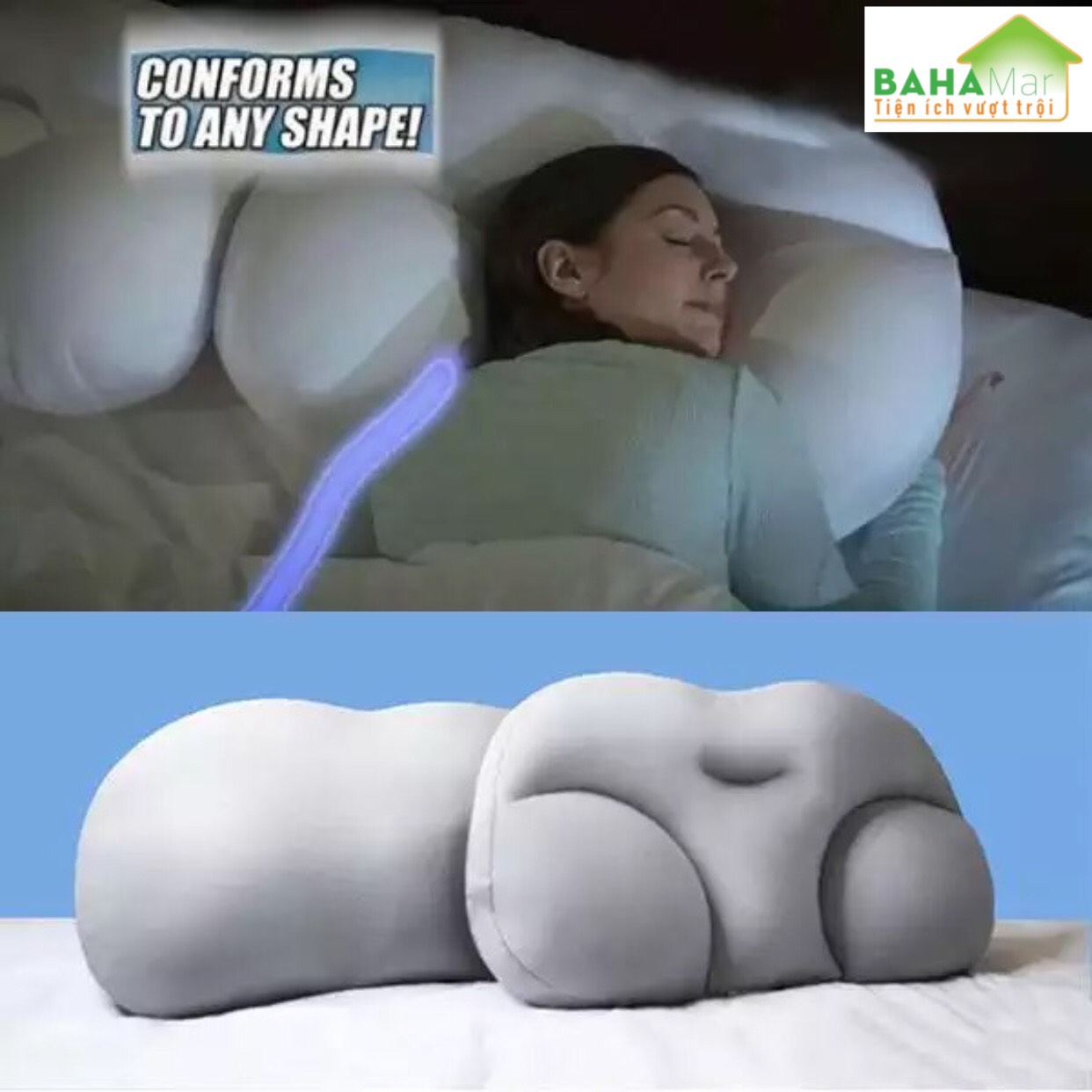 GỐI ĐÁM MÂY SIÊU MỀM HỖ TRỢ CỔ VAI, CHỈNH HÌNH THEO TƯ THẾ NGỦ "BAHAMAR" có tác dụng chỉnh tư thế ngủ thoải mái và hỗ trợ chống đau vai cổ gáy