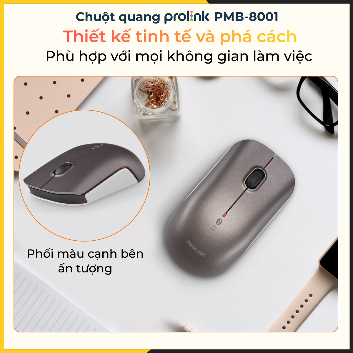 Chuột Bluetooth Silent Prolink PMB8001 - Hàng Chính Hãng