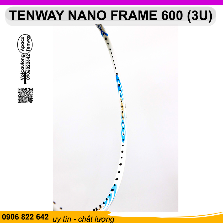 Vợt cầu lông Tenway Nano Frame 600 (3U) | Đập cầu xé gió, kiểm soát cầu tốt, sắc trắng thanh thoát