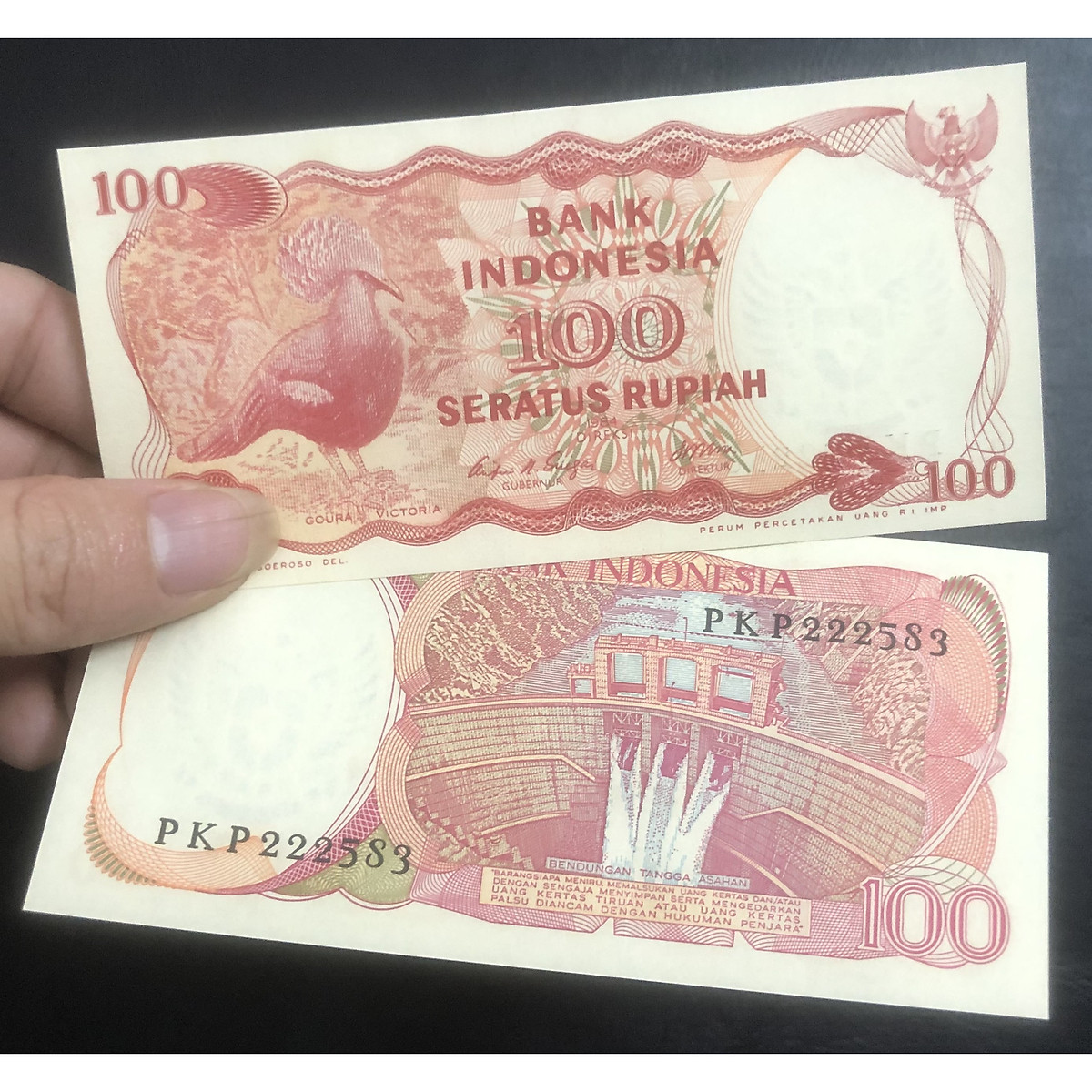 Tiền Indonesia phong thủy 100 Rupiah chin Victoria, biểu tượng của sự chiến thắng - Tiền mới keng 100% - Tặng túi nilon bảo quản