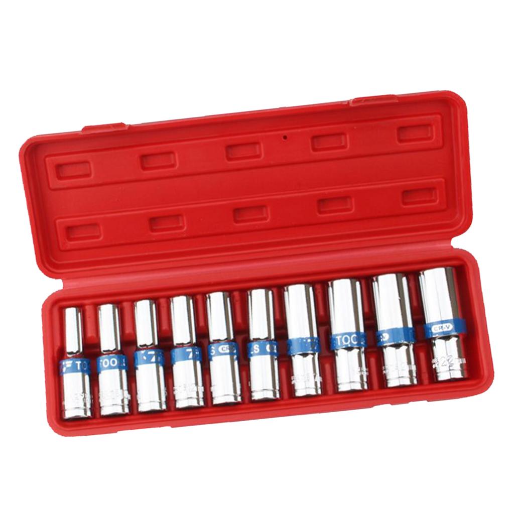 10 Miếng 1/2 Inch Lục Giác Ổ Tác Động Sâu Ổ Cắm Tay Lục Lạc Không Cờ Lê