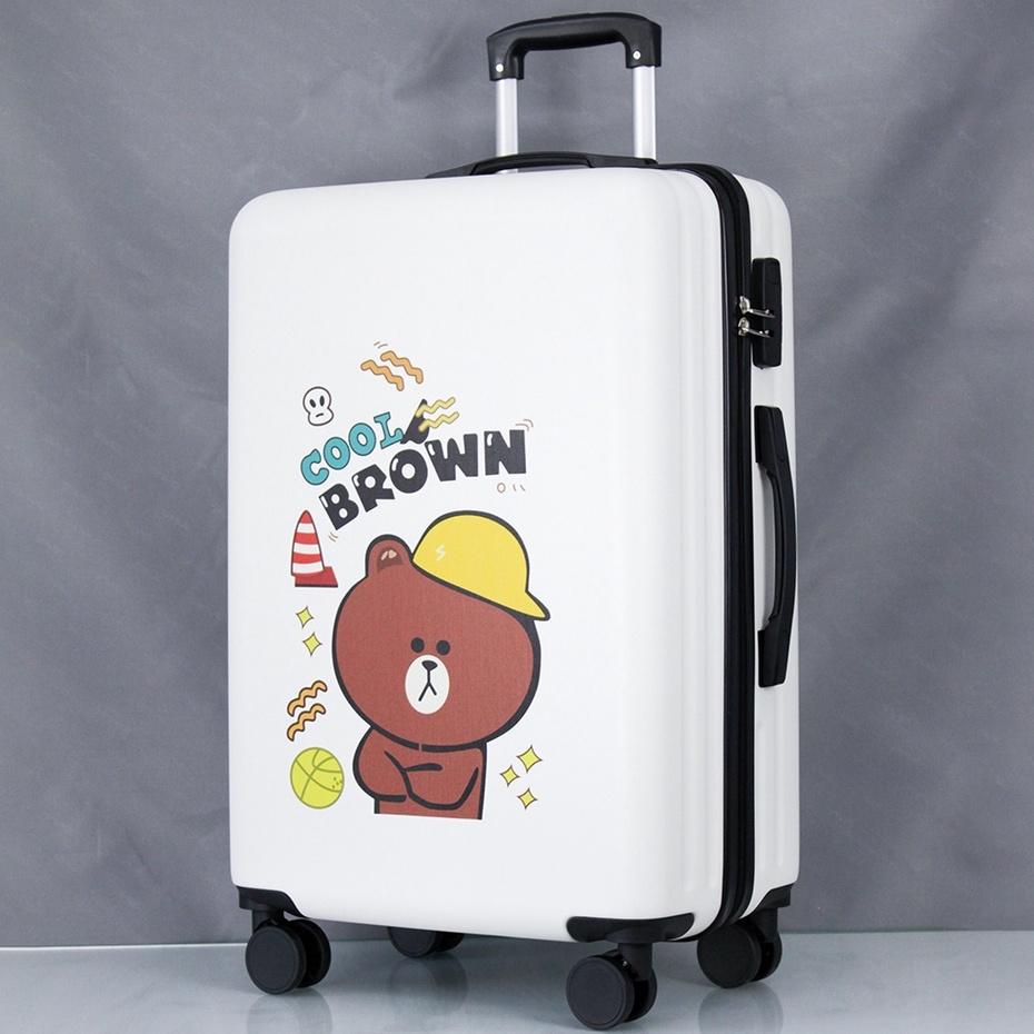 Vali Du Lịch Vỏ Nhựa In Hình Gấu Brownie Tiệc Tùng Size 20 24 26