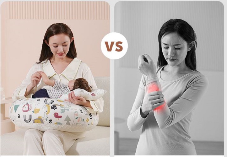 Gối cho bé bú đa năng cao cấp cotton Hàn mềm mịn thoáng mát giảm áp lực tay cho mẹ