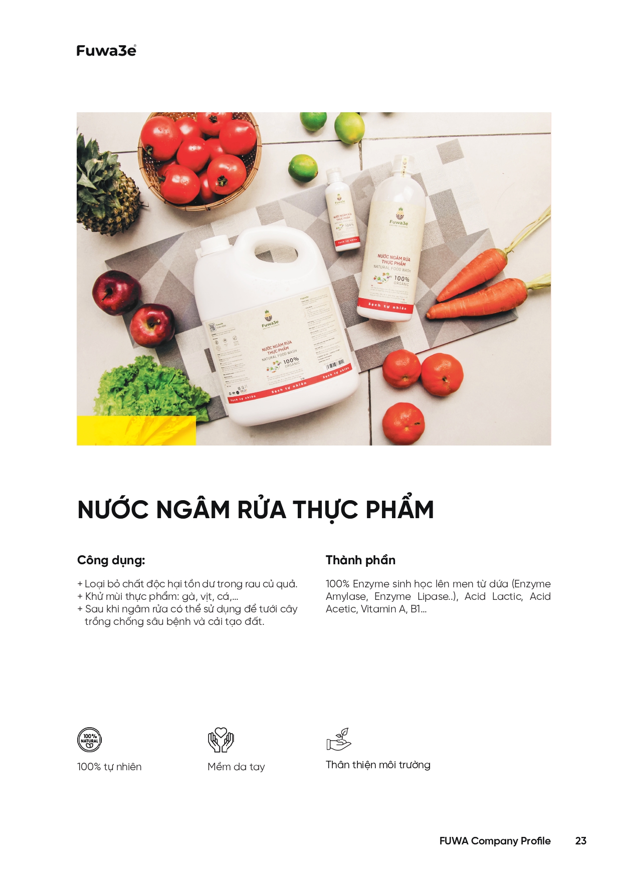 Nước ngâm rửa rau củ quả enzyme sinh học từ vỏ dứa dứa Fuwa3e 1000ml