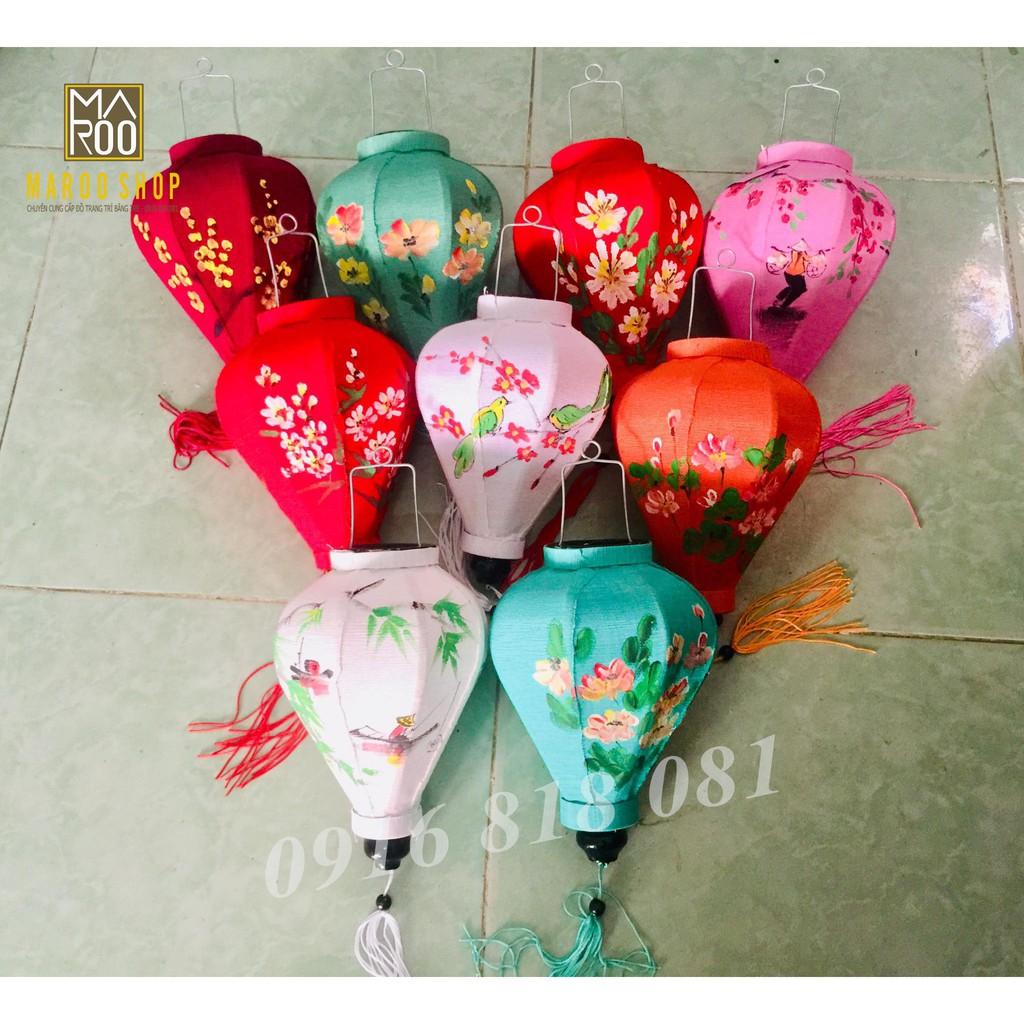 Combo 10 đèn lồng Hội An size 20 cm vẽ hoa lá xinh xắn