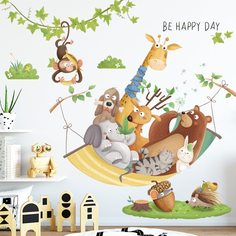 Sticker Giấy Dán Tường Decal Dán tường Tranh Dán Tường Trang Trí Tường Mẫu Các con thú ngộ nghĩnh ZH99