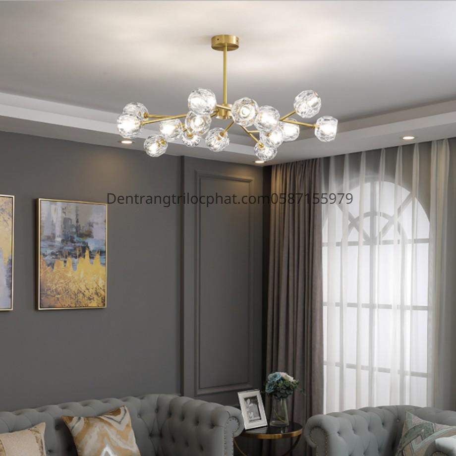 Hình ảnh Đèn thả, đèn chùm thả trần pha lê HERA trang trí phòng khách, phòng ngủ hiện đại 