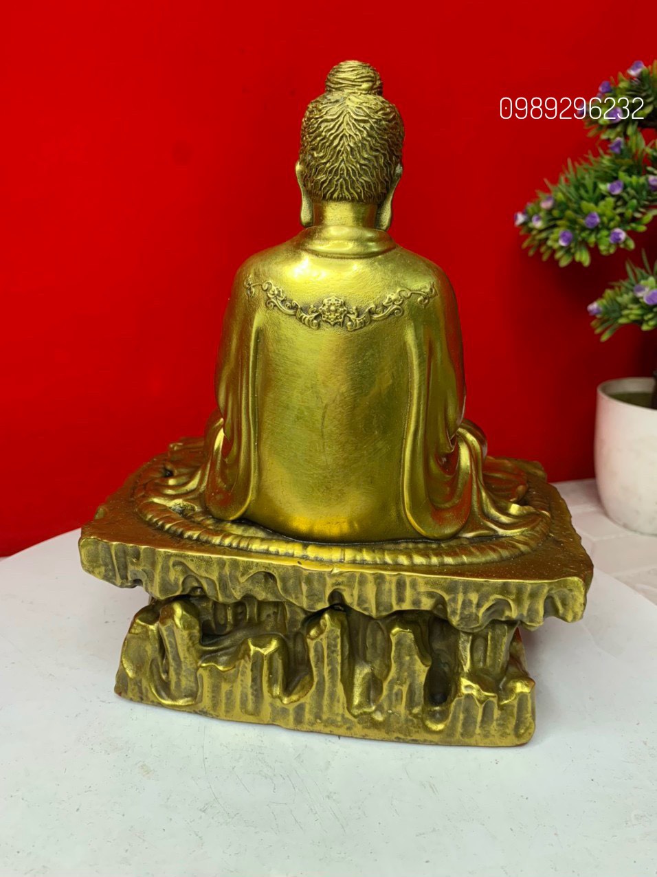 Tượng Thích Ca ngồi bệ đá bằng đồng cao 22cm - Tượng Thích Ca cỡ nhỏ