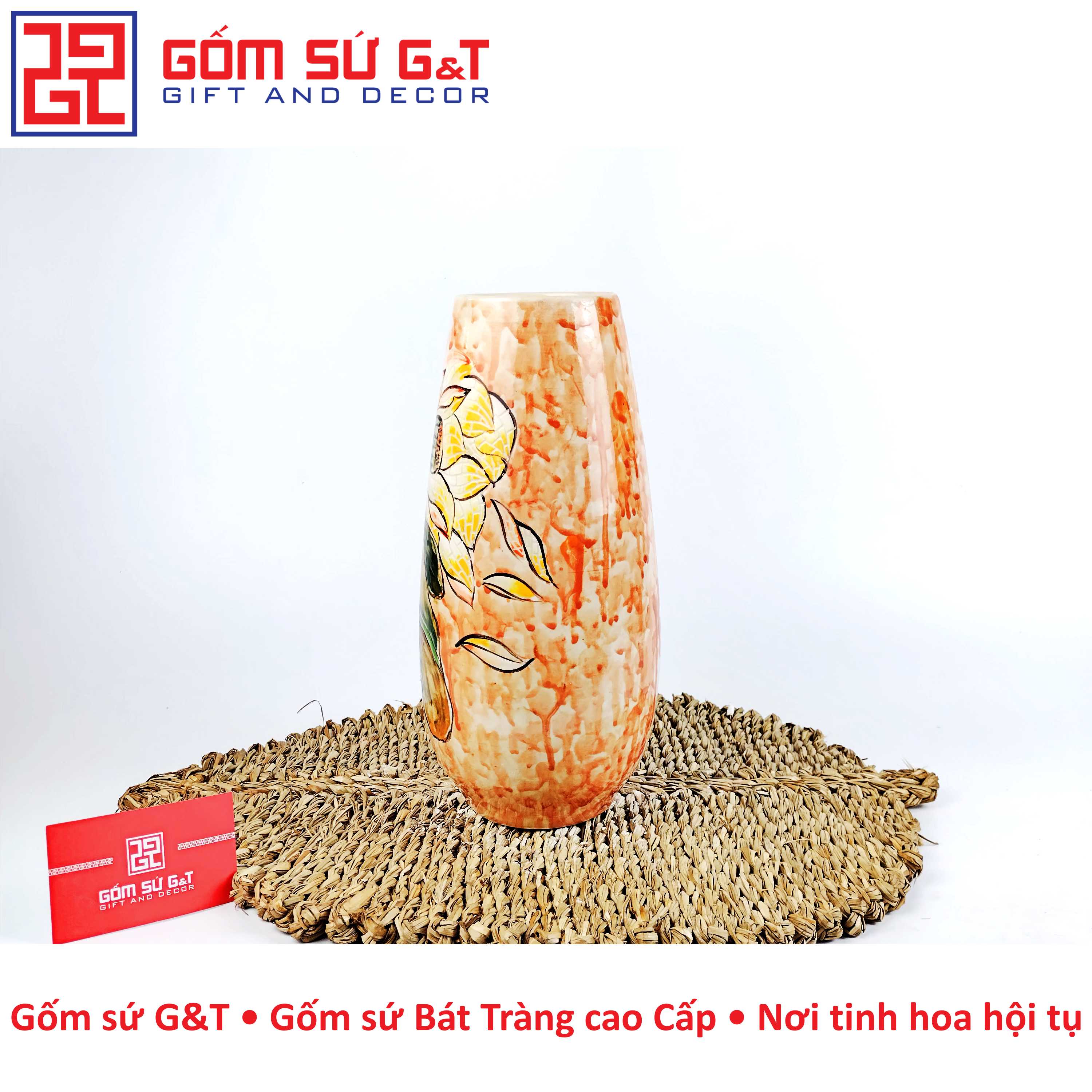 Lọ hoa dáng bom sen bay Gốm Sứ G&T