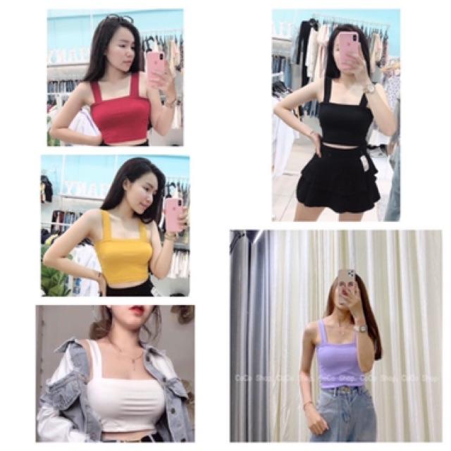 Áo thun nữ croptop 2 dây bản to, hàng đẹp vải dày giãn