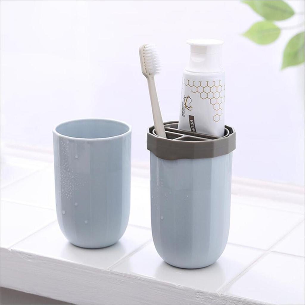 Portable Travel Toothpaste Toothbrush Holder Cap Case Storage Cup Box blue
