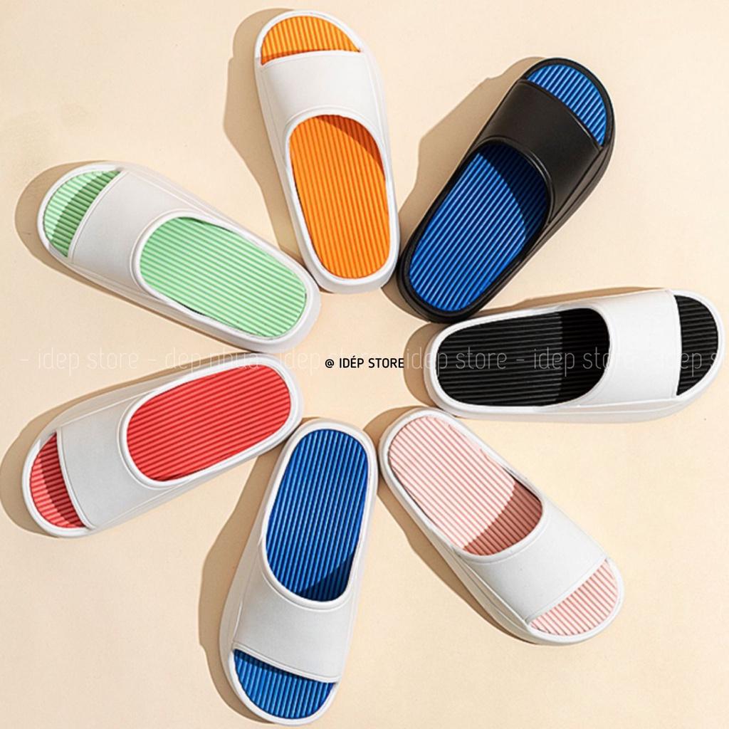 Dép bánh mì gân tăm Unisex đế độn cao 3cm Dép nam nữ quai ngang siêu nhẹ chất EVA hot trend 2022 iDÉP- DL216