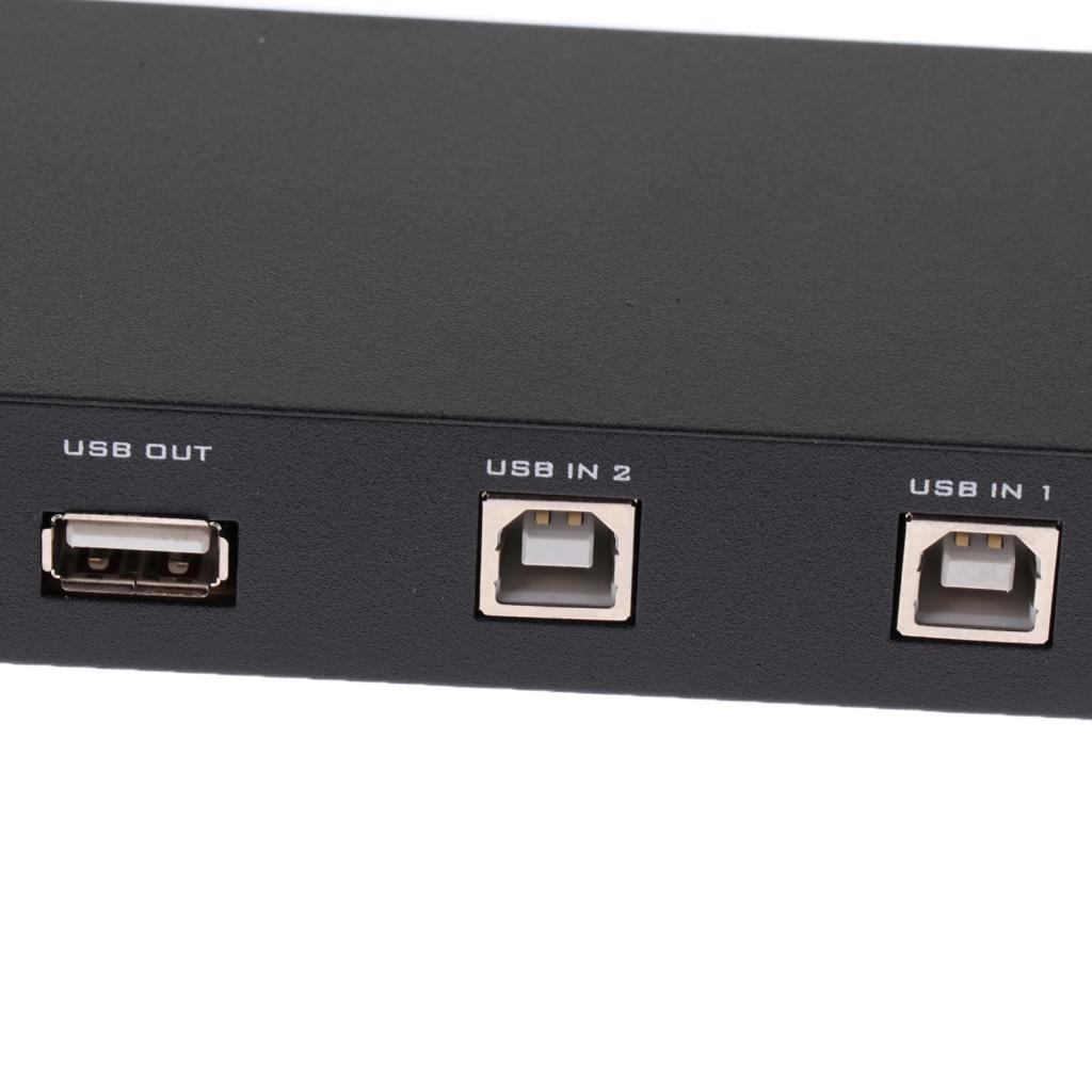USB 2.0 Manual Sharing Switch KVM Switcher Adapter Box 2 Computers Share 1 USB Device Hub for Printer Scanner