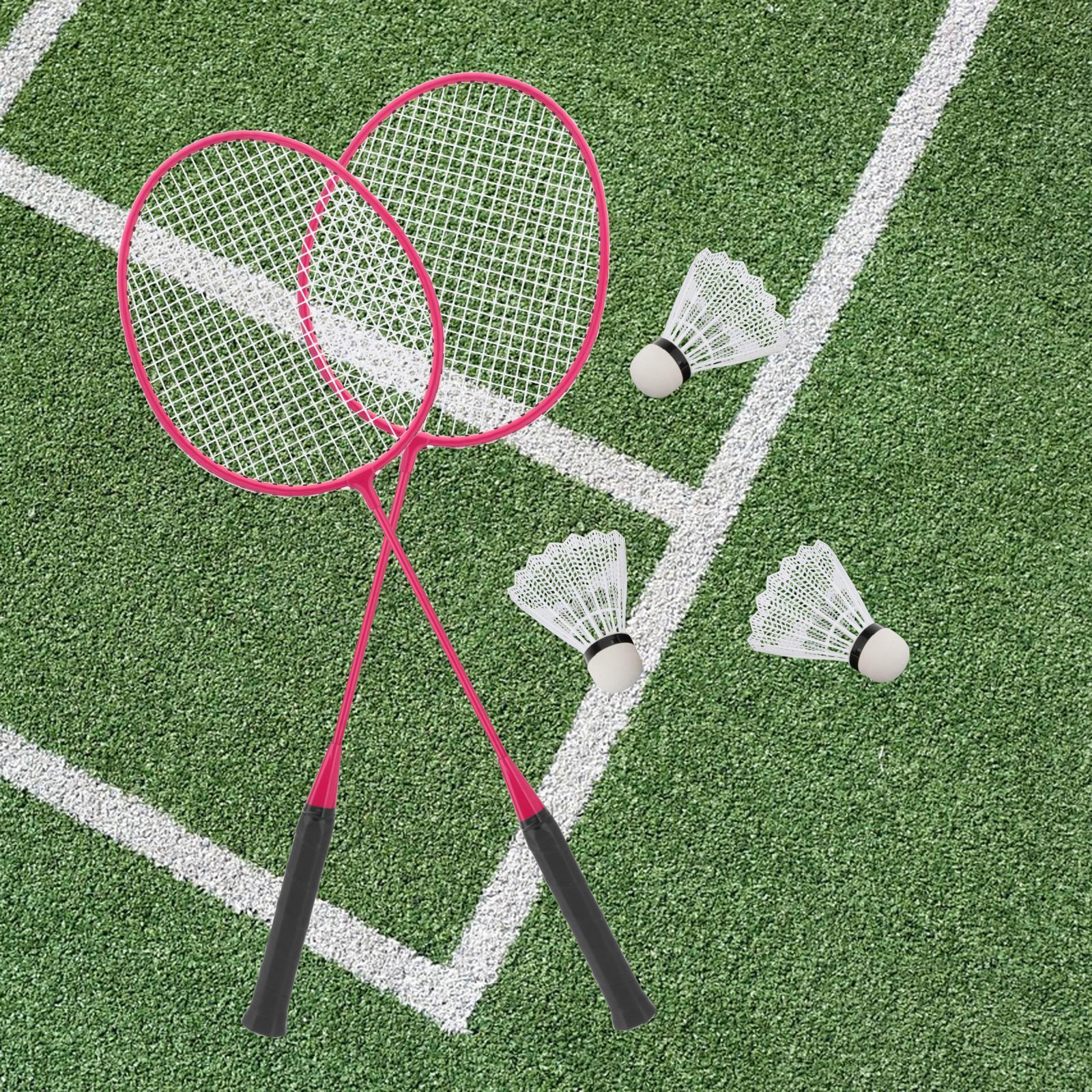 2Pcs Badminton Rackets with 3 Nylon Balls Family Training Badminton Racquets
