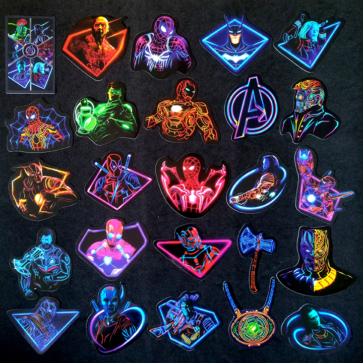 Bộ Sticker dán cao cấp chủ đề AVENGERS PHONG CÁCH ĐÈN NEON - Dùng dán Xe, dán mũ bảo hiểm, dán Laptop...