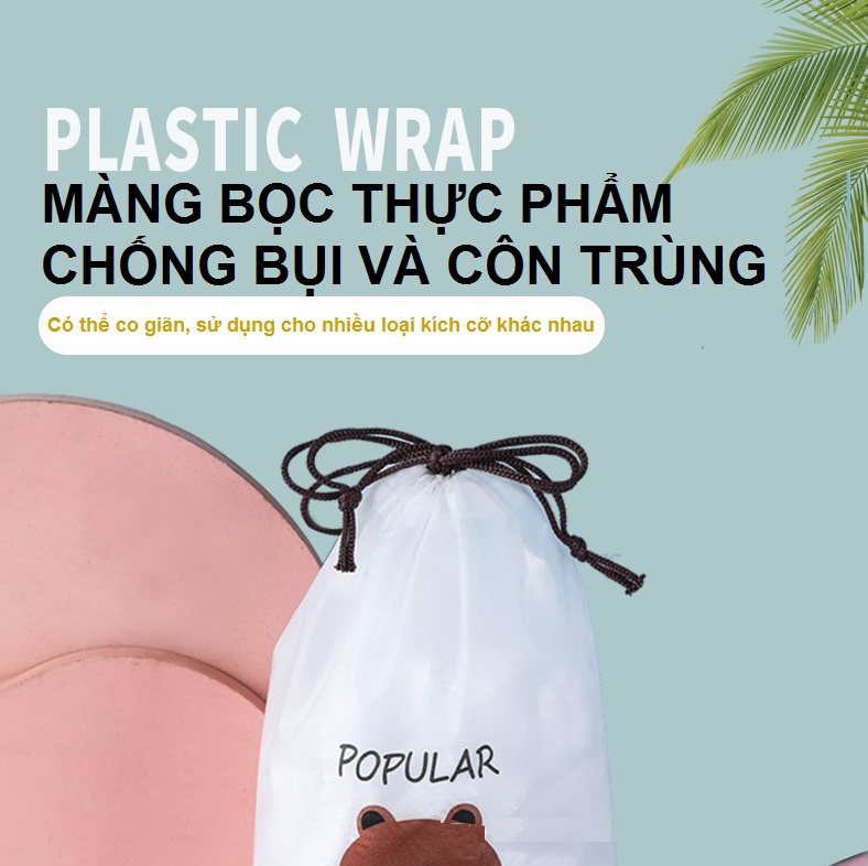 Combo 100 Màng Bọc Thực Phẩm Phiên Bản Mới Siêu Tiện Lợi - Kèm Túi Gấu Siêu Xinh - Hàng Chính Hãng