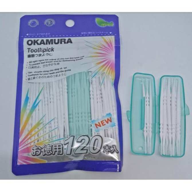 Tăm nhựa nha khoa cao cấp tiện dụng Nhật bản gói 120 chiếc - Okamura (Japan)