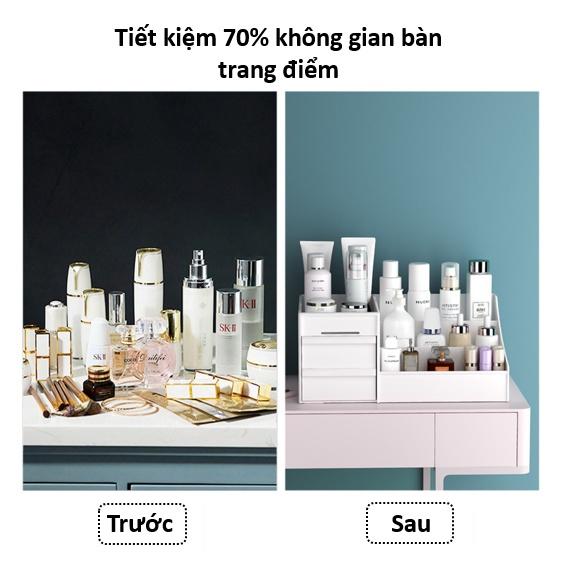 Kệ Đựng Mỹ Phẩm 3 Tầng 2 Ngăn Kéo, Hộp Đựng Đồ Trang Điểm, Makeup Bằng Nhựa Cao Cấp