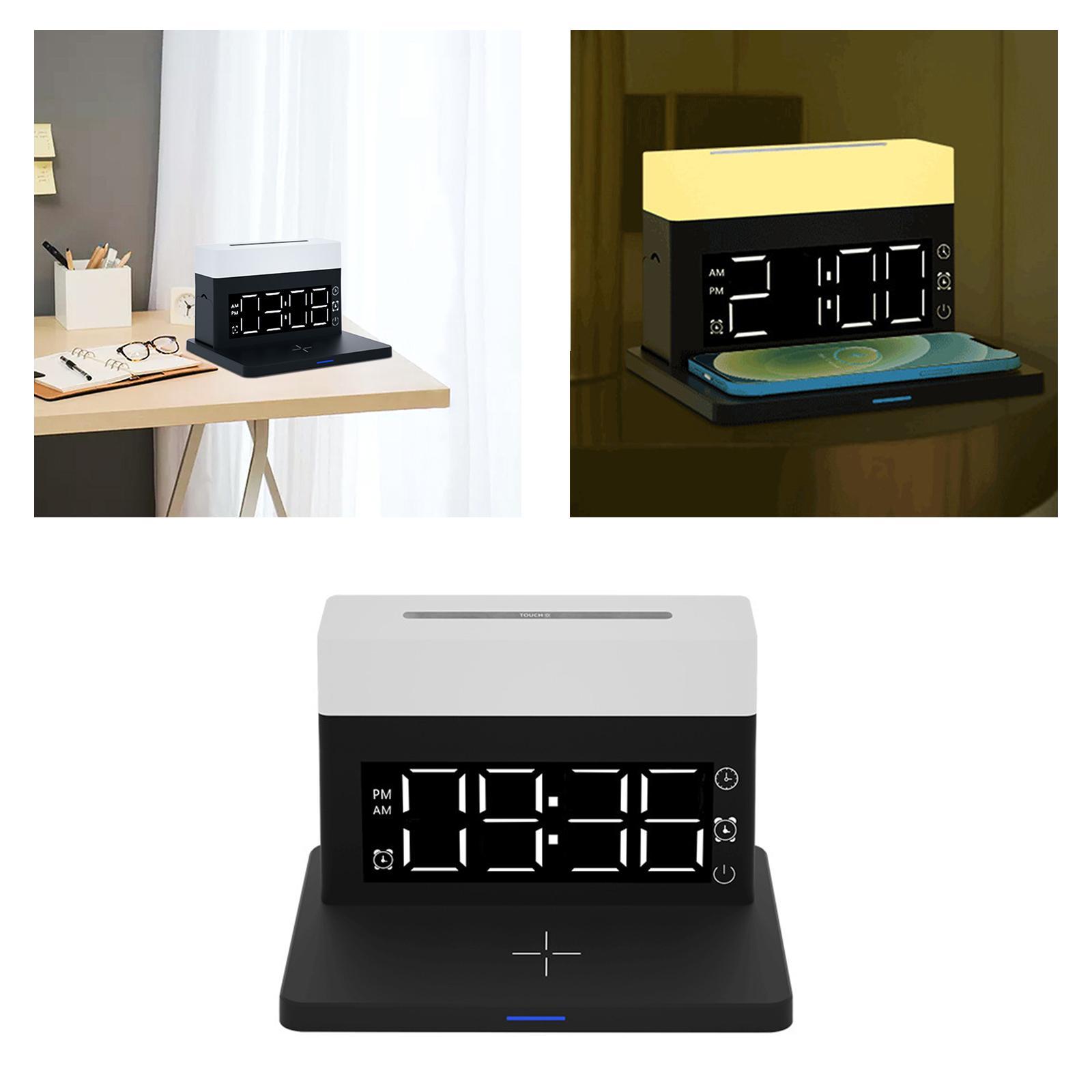 Digital Clock Wireless Charger Night for Watch Dimmable Black