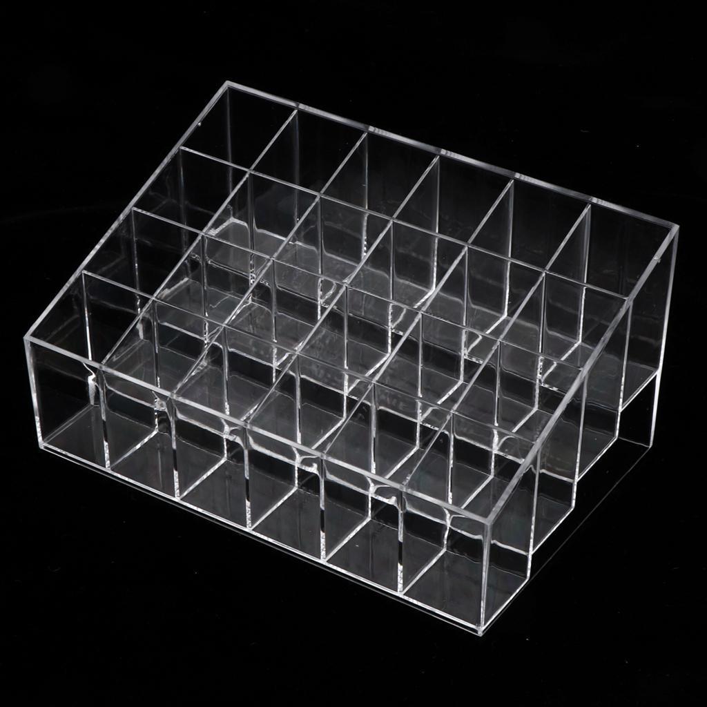 24 Grids Lipstick Nail Holder Display Clear Acrylic Makeup Organizer