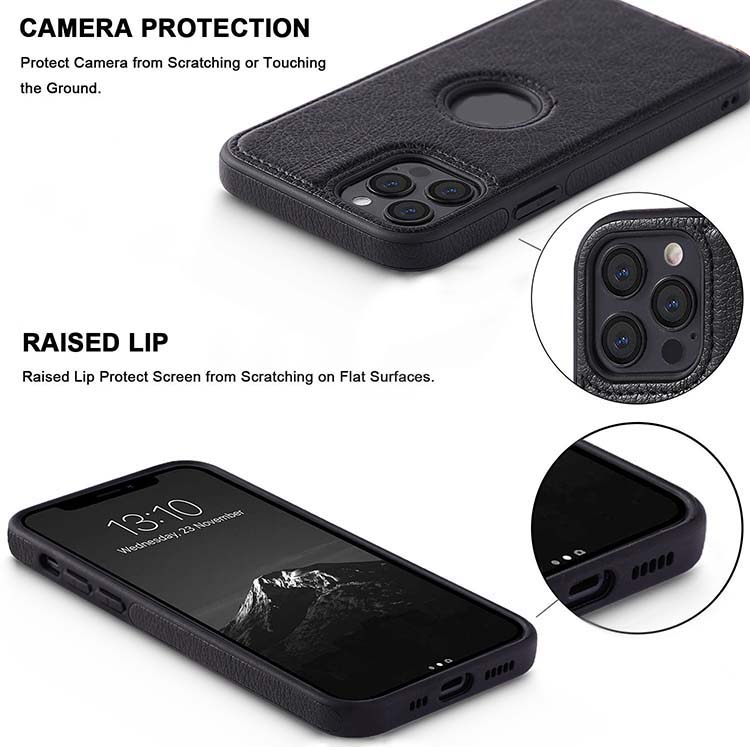 Ốp da cao cấp cho iPhone 14 pro max/13 prm hở lô gô táo - hàng chính hãng