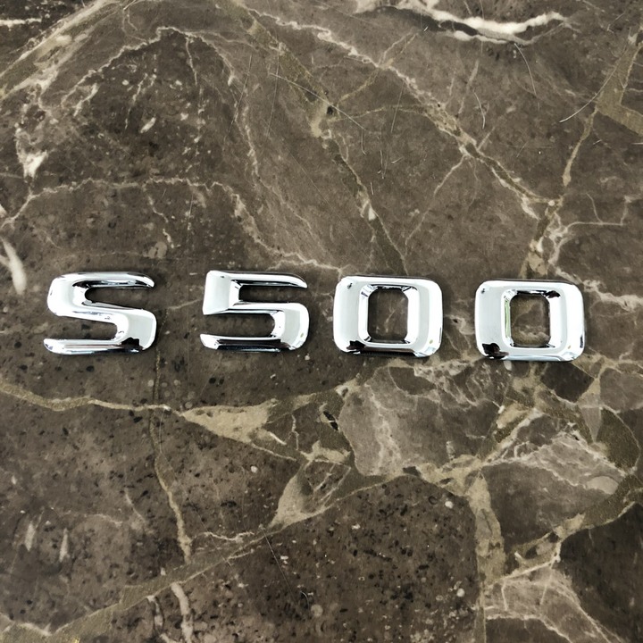 Decal tem chữ S500L dán đuôi xe ô tô Mercedes - Chất liệu: Hợp kim inox