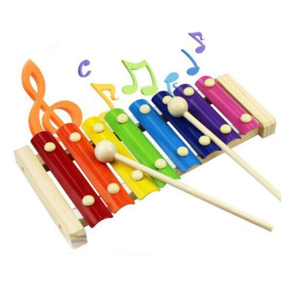 Đồ Chơi Âm Nhạc-Đàn Khung Gỗ Xylophone 8 Thanh Quãng Cho Bé