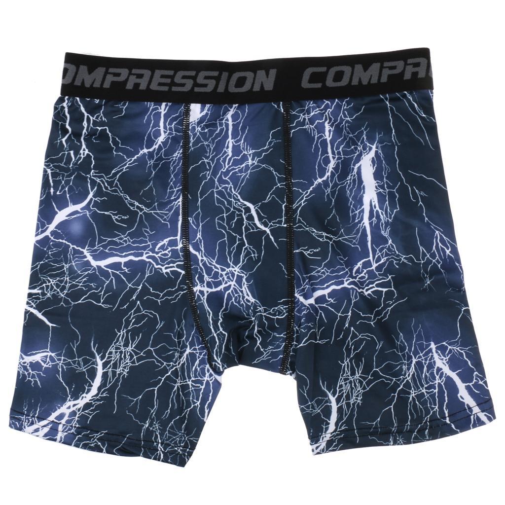 Mens High Elastic Printed Compression Shorts Fitness Sports Tights 1 XXL
