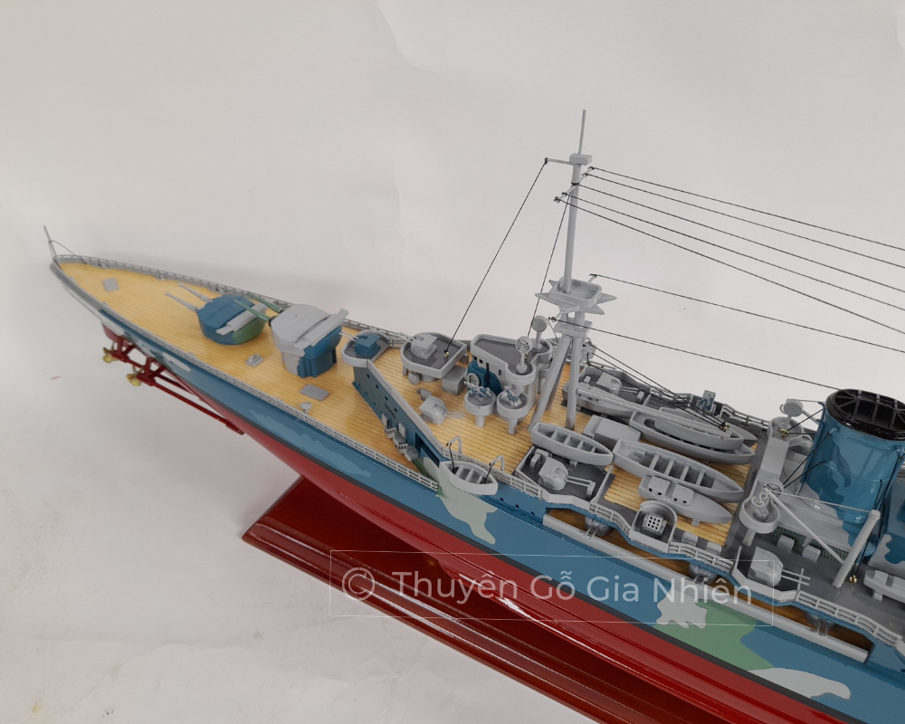 Mô Hình Thuyền Gỗ Phong Thủy Dạng Thuyền Chiến HMS HOOD Chính Hãng Hàng Xuất Khẩu Chất Lượng Cao