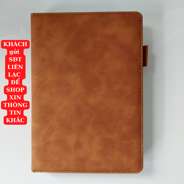 Sổ tay bìa da PU KHẮC TÊN cỡ A5 sổ ghi chép quà tặng văn phòng phẩm hội nghị 360 trang B122