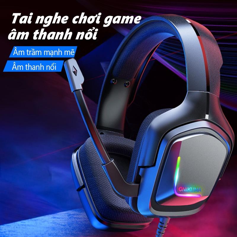 Tai nghe Gaming chơi game chụp tai có dây ONIKUMA K20 tay nghe có mic, RGB, Máy tính, PC, Điện thoại [Hàng chính hãng]