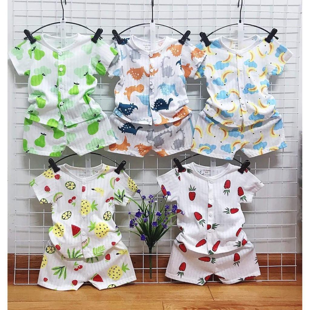 Combo 5 bộ quần áo cọc tay cotton giấy mặc mùa hè cho bé từ 0-15 tháng tuổi