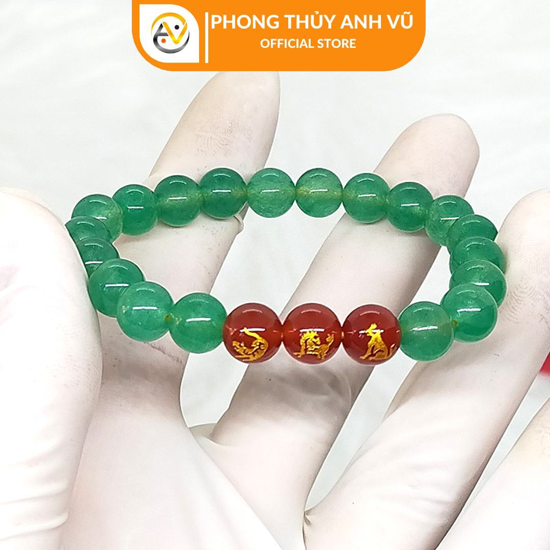 Vòng tam hợp quý nhân dần ngọ tuất đã khai quang - Vòng tay mã não xanh - Size 8 10ly cho nữ - May mắn tài lộc - Vòng Tam Hợp Anh Vũ