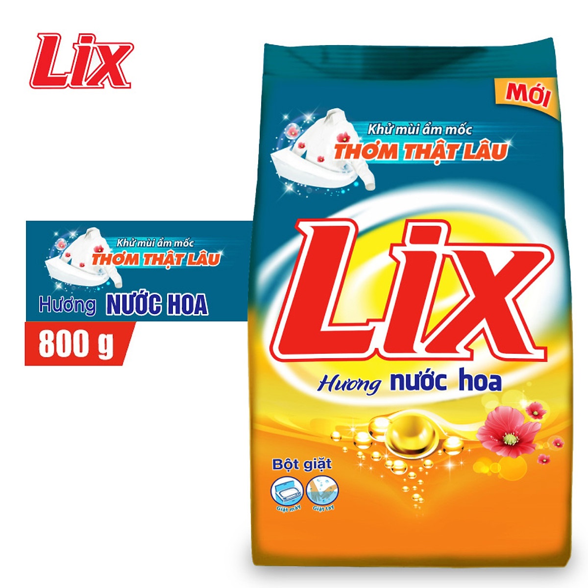 Bột giặt Lix đậm đặc hương nước hoa 800g PD014 - Khử mùi ẩm mốc