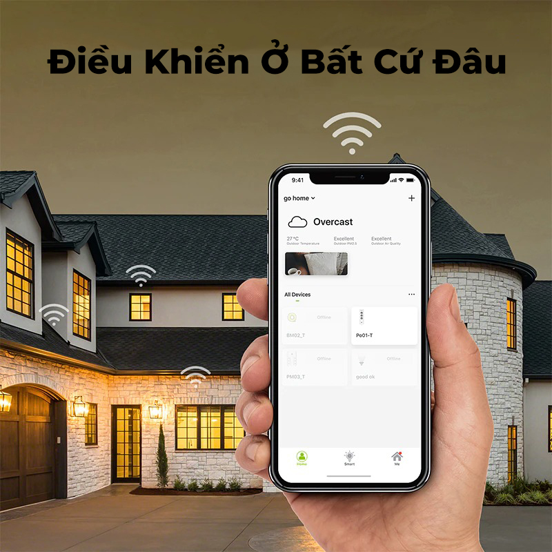 Ổ cắm điện thông minh Tuya wifi AKIA ASP250, ổ cắm dài - 3 ổ cắm độc lập, 3 jack USB sạc nhanh, tương thích Smart Life - Hàng Chính Hãng