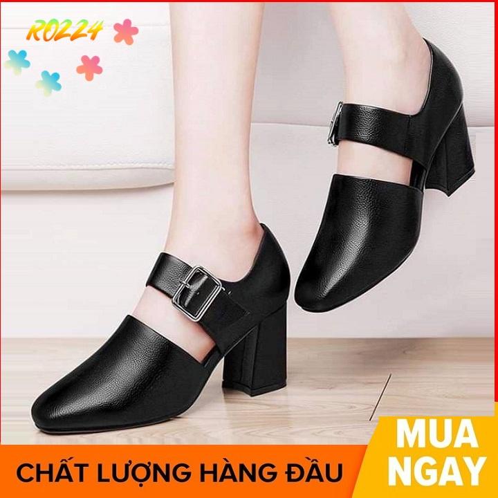 Giày boot bốt nữ cổ thấp 5 phân hàng hiệu rosata hai màu đen nâu ro224