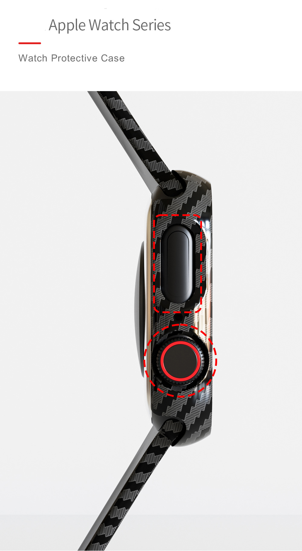 Case Bảo Vệ Mặt Kính Vân Carbon cho Apple Watch 4/5/6/SE/7/8/SE12 Size 40mm / 41mm / 44mm / 45mm - Hàng Chính Hãng