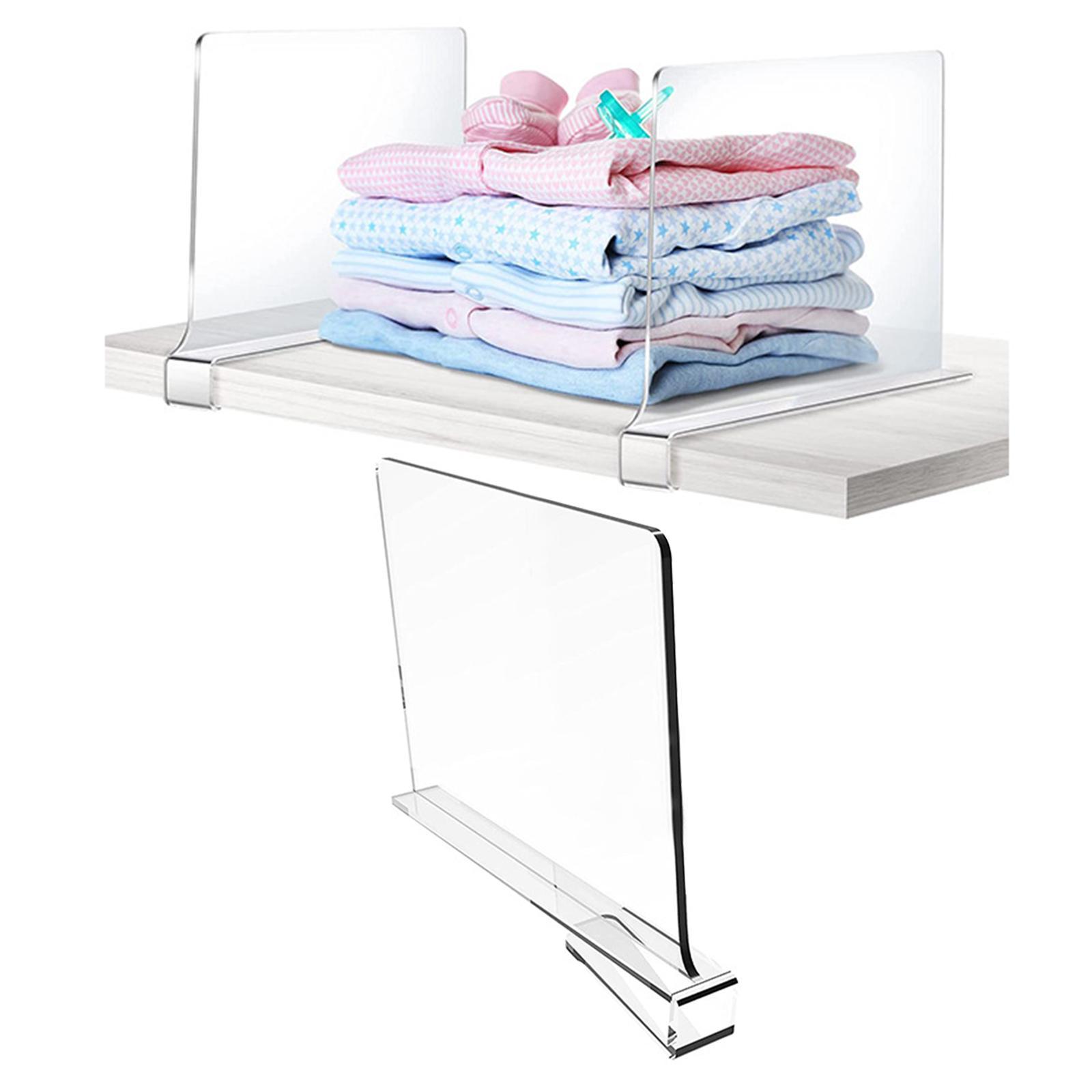 Acrylic Shelf Divider Clear, Easily Install ,Saving Space, Shelf Separator Closet Shelf Divider for Books  Separator Sweater Shirts