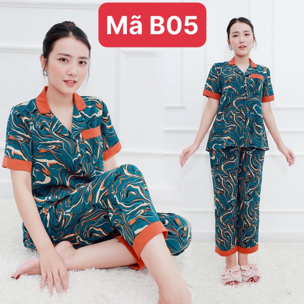 Bộ đồ ngủ lụa pyjama nữ quần dài, chất lụa cao cấp Loại 1, Đồ mặc ở nhà Kiểu Pijama thoải mái trẻ trung có đủ size