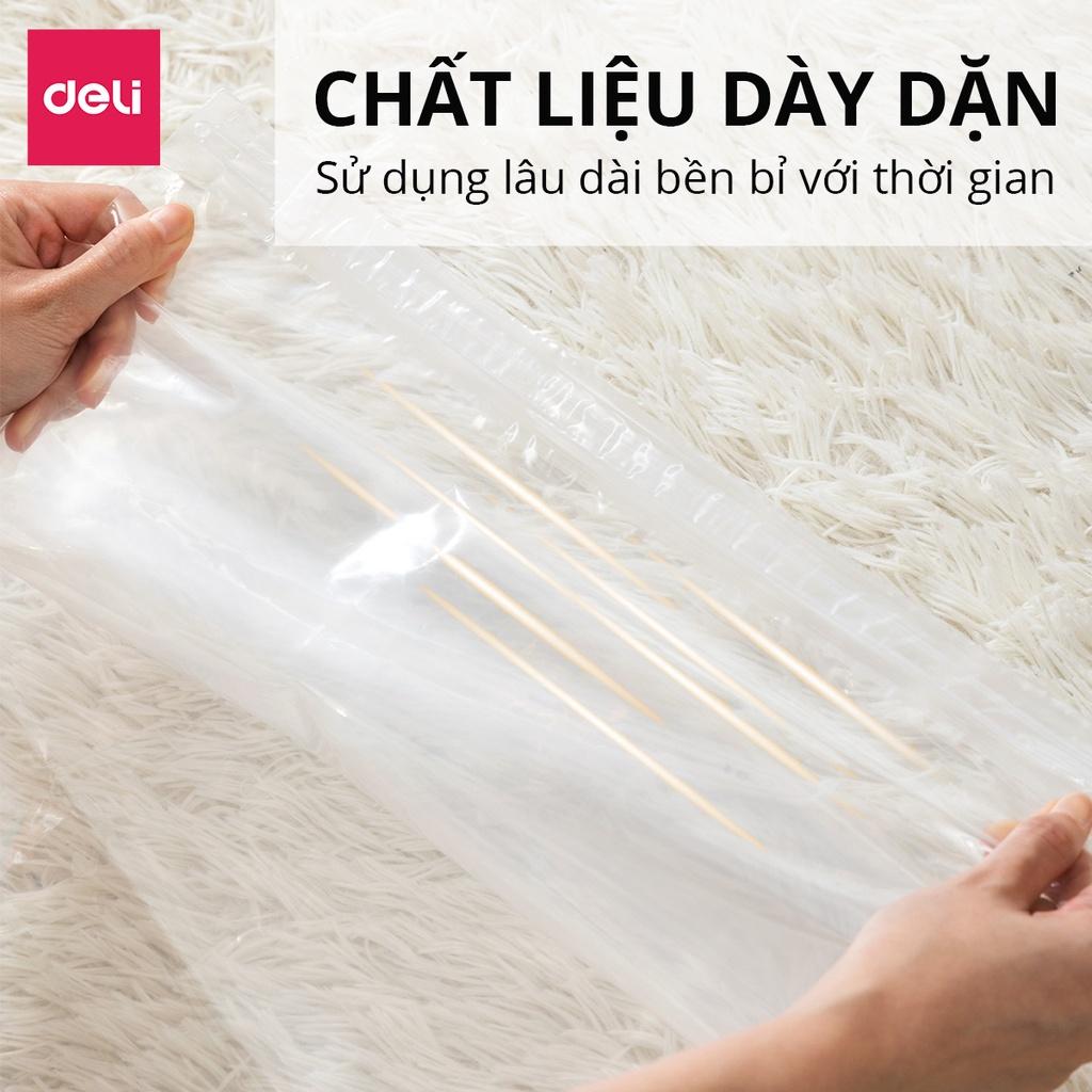 [KHÔNG CẦN DÙNG BƠM] Túi Hút Chân Không Đựng Quần Áo, Chăn Ga Gối, Thú Bông Dạng Cuộn Ép Sắp Xếp Vali Deli - Tiết Kiệm Diện Tích Khi Đi Du Lịch, Loại Dày Cao Cấp 2 Lớp Khoá Zip Deli