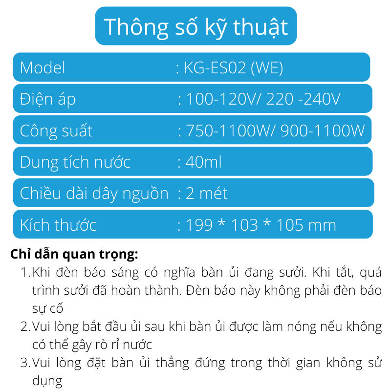 Bàn Ủi Hơi Nước Và Ủi Khô Đế Thép Không Gỉ Chống Dính 1100W KONKA KG-ES02 (WE)