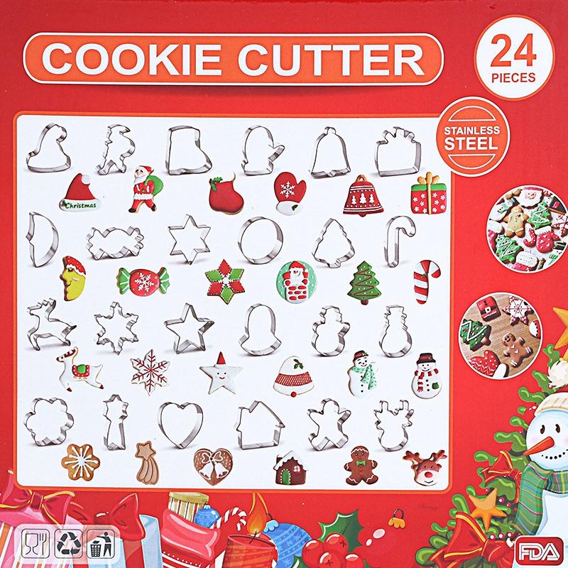 Khuôn Bánh Quy Cookies Bộ 24 Khuôn Nhấn Cookie Cutter noel Giáng sinh Nhiều Mẫu Cao Cấp - CBQUYNOEL24P