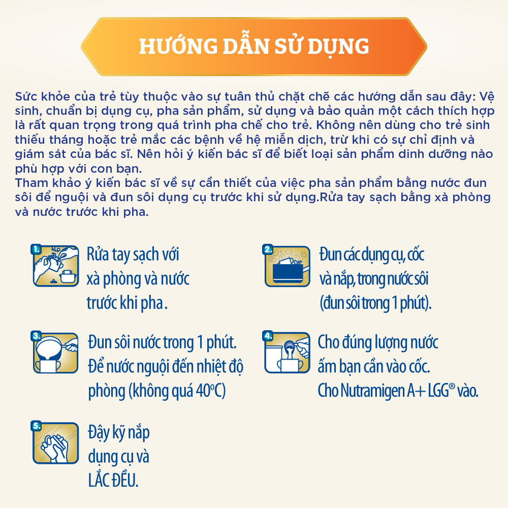 Sữa bột Nutramigen A+ LGG - Sữa cho trẻ dị ứng đạm sữa bò cho trẻ 0-12 tháng