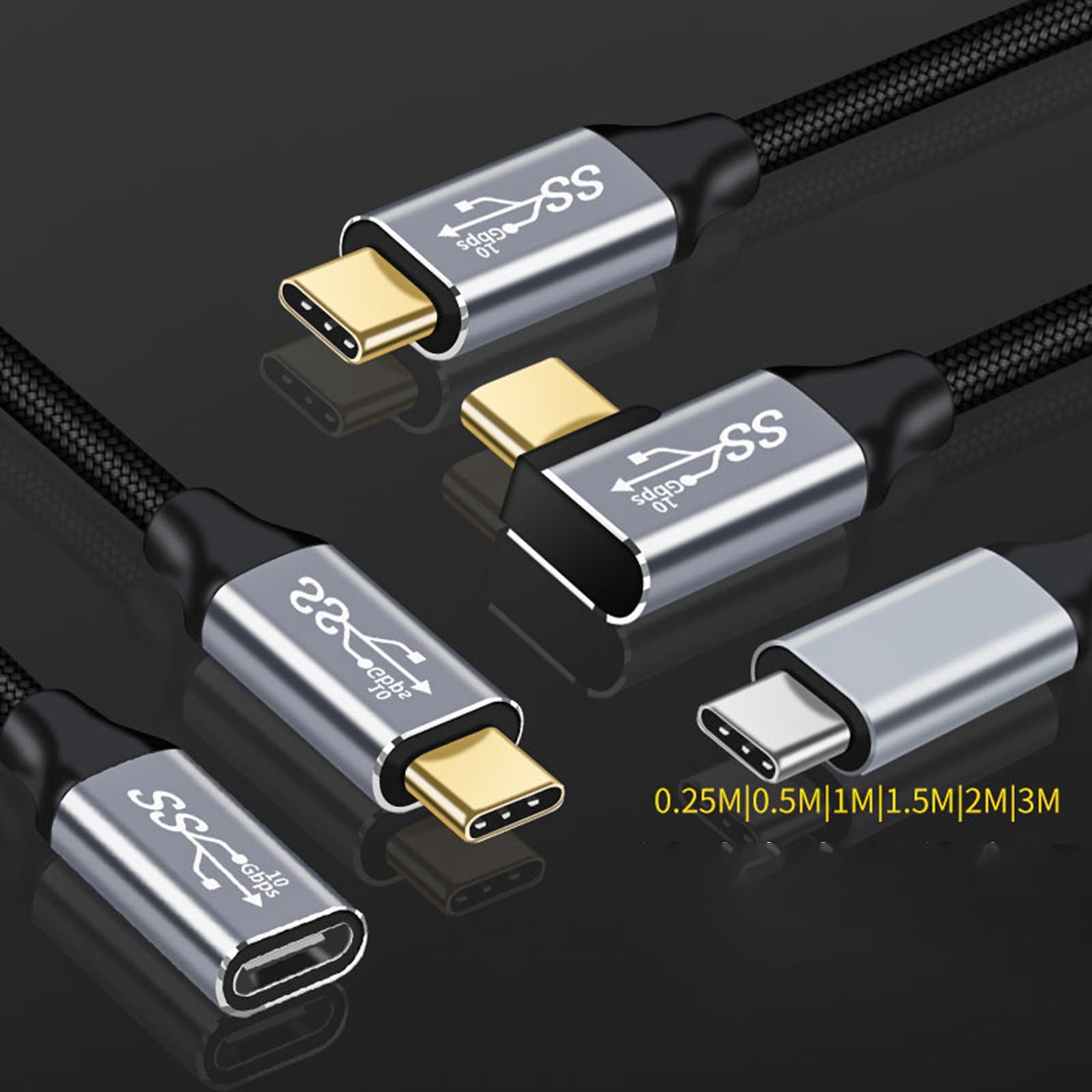 USB C Extension Cable 90 Degree Angled 100W USB 3.1 for Laptops Computer