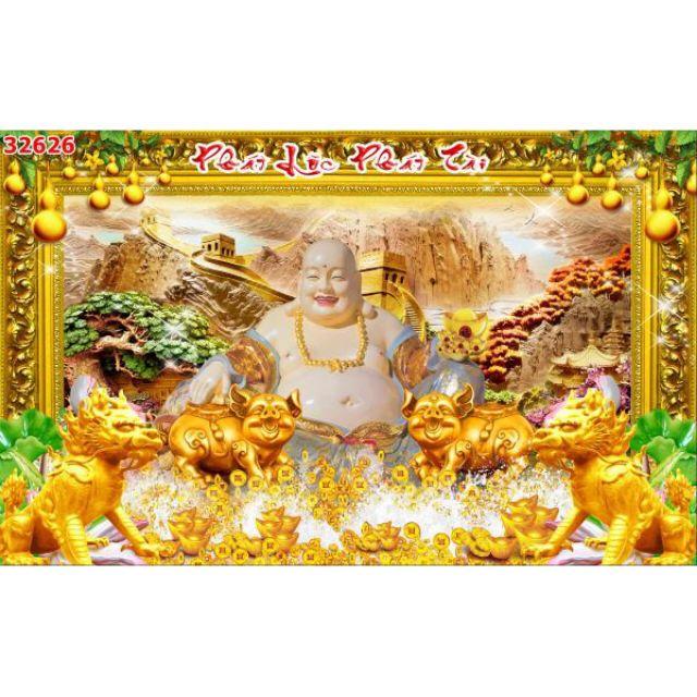 Tranh dán tường 3d phát lộc phát tài - tranh dán tường di lặc