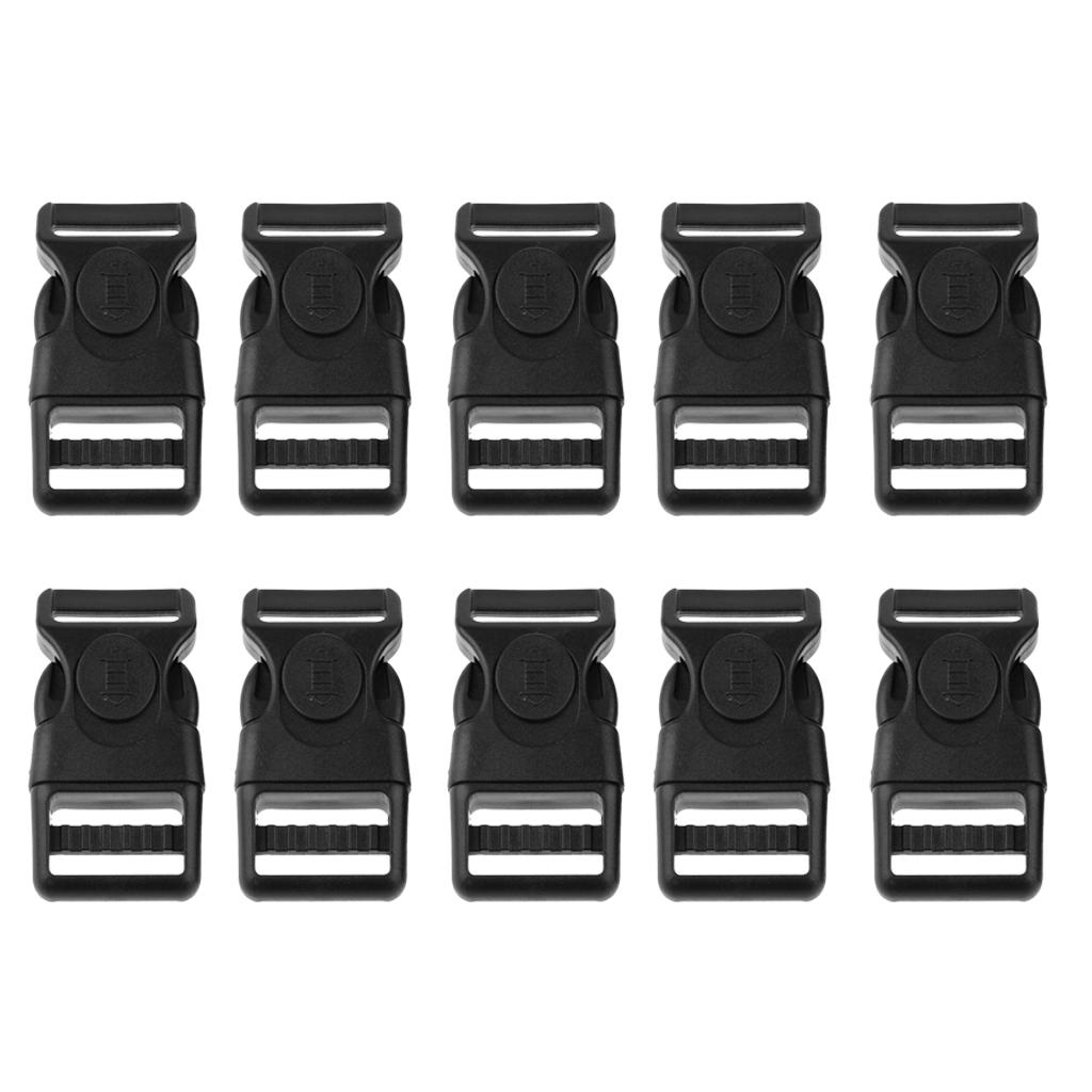 10pcs Plastic Black Curved Buckle Side Release For Paracord Bracelet