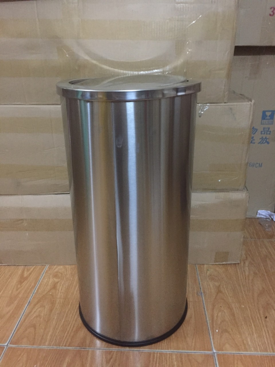 Thùng Rác Inox Nắp Lật - Ø250x610H